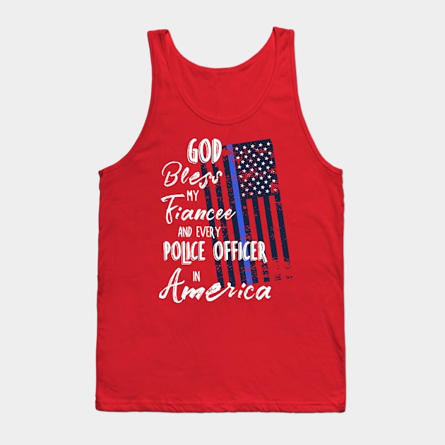 God Bless My Fiancee American Flag Distressed Tank Top by 4Craig